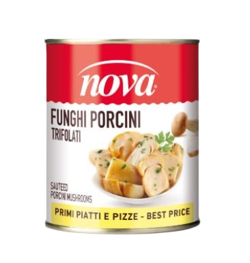 nova prodotti 2 lunga conservazione funghi e carciofi funghi porcini trifolati ml 850 primi piatti pizze nova 0