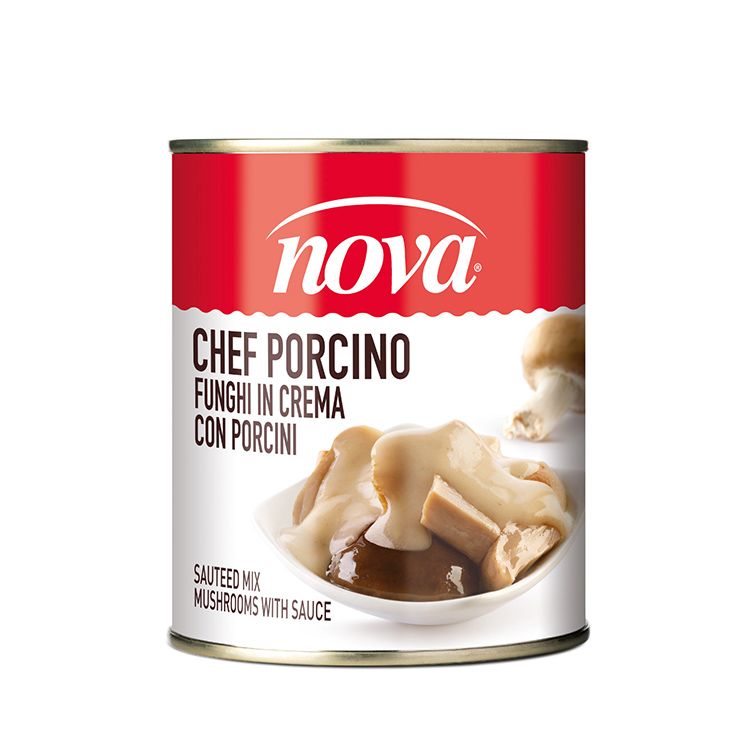 nova prodotti 2 lunga conservazione funghi e carciofi funghi in crema con porcini ml 850 nova funghi 0