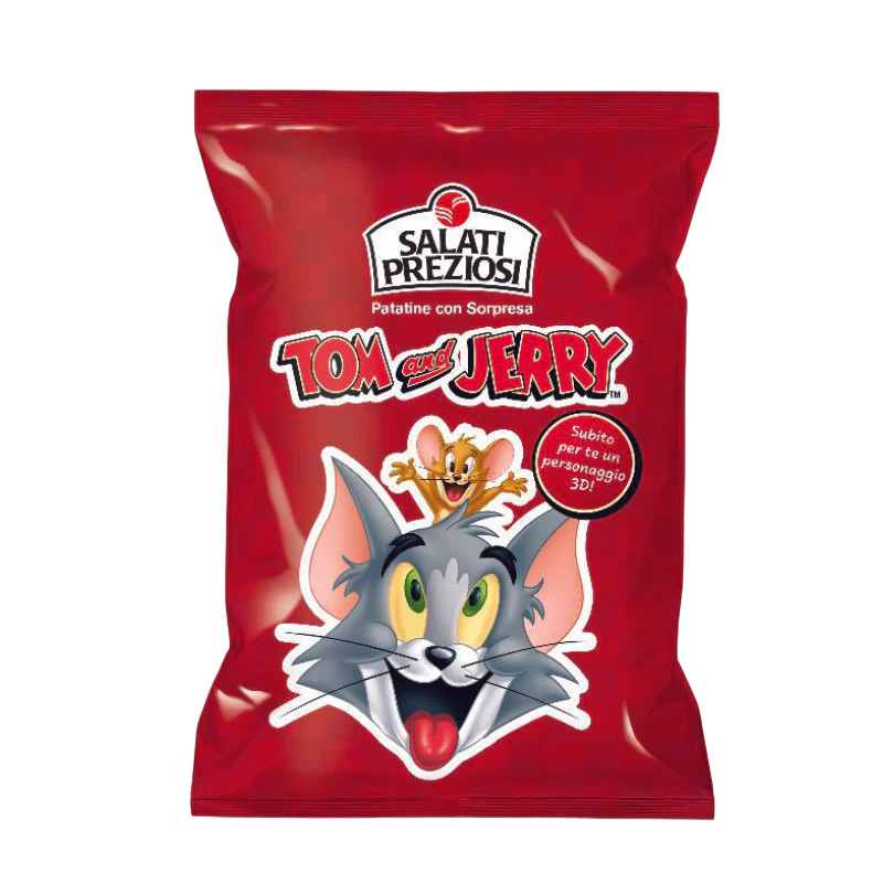 prodotti 2 lunga conservazione dolciaria e salato patatine con sorpresa tom jerry gr 25 0