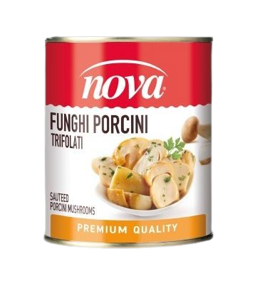 nova prodotti 2 lunga conservazione funghi e carciofi funghi porcini trifolati premium ml 850 nova funghi 0