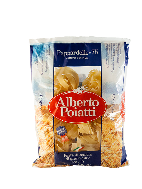 ALBERTO POIATTI-Prodotti-2-LUNGA CONSERVAZIONE-Pasta, Pancarrè e Pangrattato-PASTA PAPPARDELLE DI SEMOLA N 75 GR 500 A. POIATTI-0