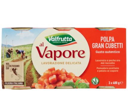 valfrutta prodotti 2 lunga conservazione pomodoro polpa gran cubetti al vap gr 400x3 valfrutta 0