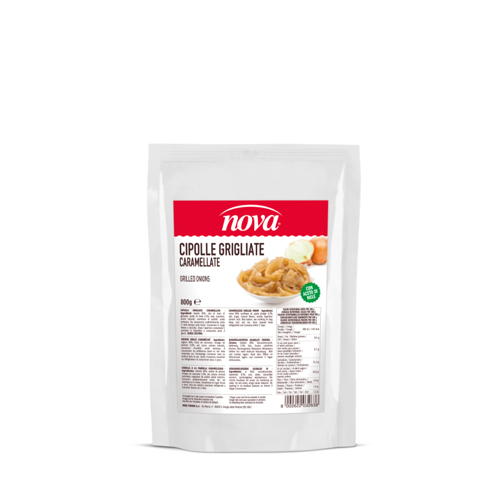 CIPOLLE CARAMELLATE TAGLIATE A JULIENNE IN BUSTA DA 800 ML NOVA FUNGHI