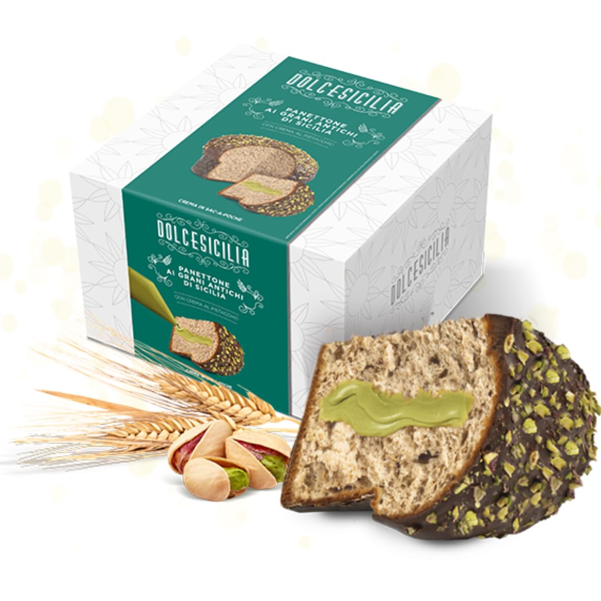 PANETTONE AI GRANI ANTICHI PISTACCHIO DOLCE SICILIA G 1000 DAIS